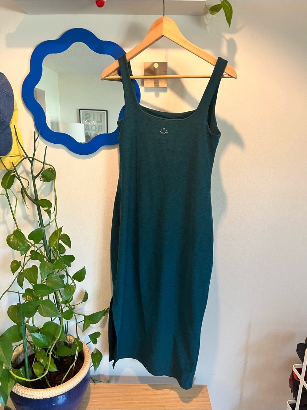 Spacedye Icon Midi Dress Beyond Yoga Large Lunar Teal Heather Like New - Picture 2 of 5